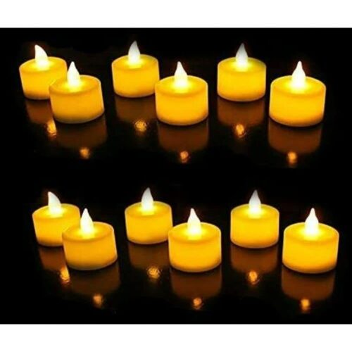 Led Tea Light Candle for Home Decoration, Yellow LED Diya for Eco-Friendly Diwali Decorations (Pack of 6 Pieces)