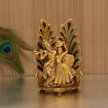 Radha Krishna Idol Statue with Diya Showpiece