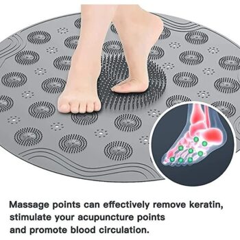 Round Shape Shower Mat Non-Slip Bath Mat Massage Silicone Mat With Suction Cup and Drainage Hole, Machine Washable