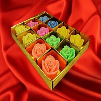 Small Multicolor Rose Candles (Pack of 12)