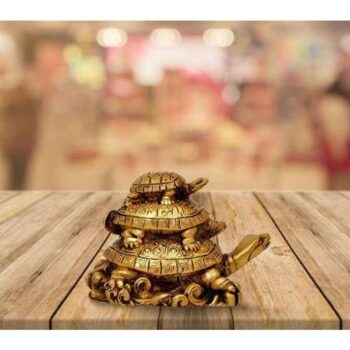Three Tiered Turtle Tortoise Family For Health And Good Luck For Home Décor - 12 cm