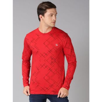 Urgear Cotton Printed Red T-Shirt for Men