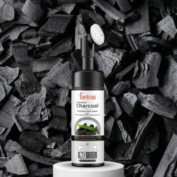 Activated Charcoal Foaming Face Wash with Built-In Face Brush, 150ml