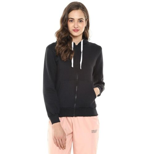 Campus Sutra Women's Solid Stylish Casual Hooded Sweatshirt