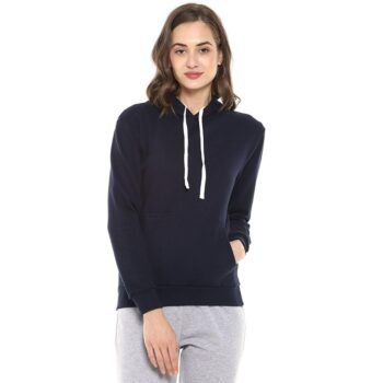 Campus Sutra Women's Solid Stylish Casual Hooded Sweatshirt