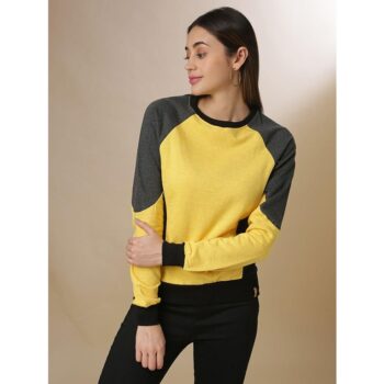Color Block Women Sweatshirt - Yellow
