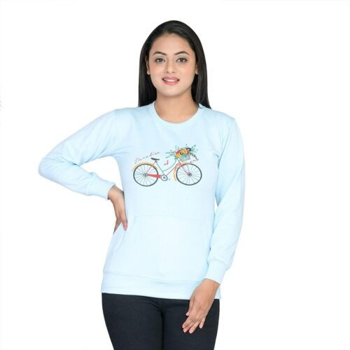 Cotton Blend Printed Women Sweatshirt