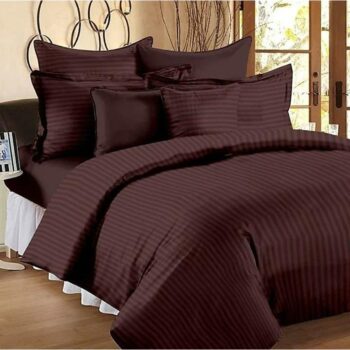 Cotton Plain Stripes Double Bedsheet - Plain Bedsheet