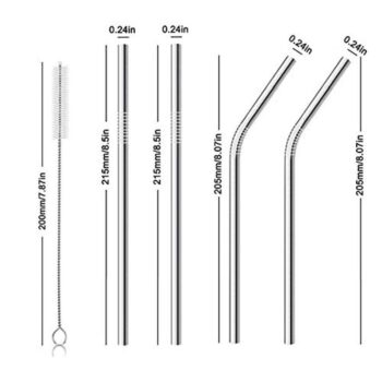 Drinking Straws - Reusable Stainless Steel Straws (2 Bend+2 Straight)