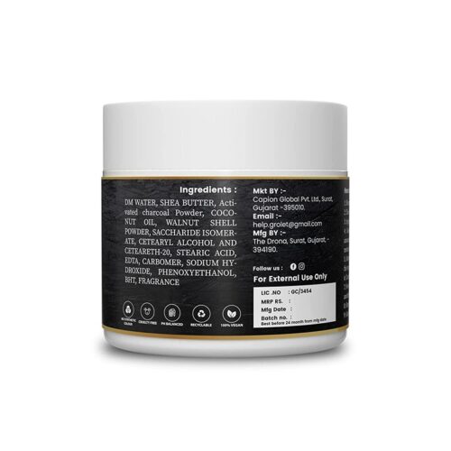Grolet Activated Charcoal Deep Exfoliation Face Scrub (100 gm)