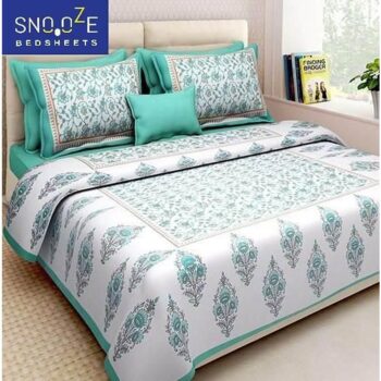 Snooze Jaipuri Printed Cotton Double Bedsheet