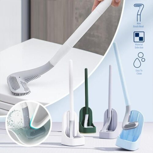 Toilet Brush- Wall-Mounted Long-Handled Golf Head Toilet Brush with Hook