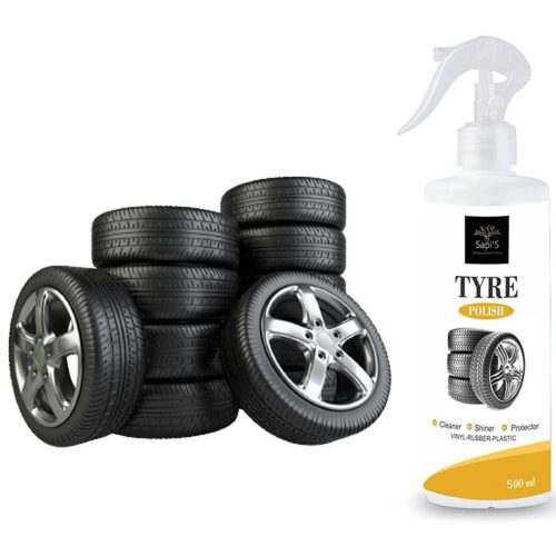Sapi'S Tyre Polish, Tyre Restorer, Extra Glossy, Prevent Fading and Cracking of Tyres, Non-Greasy Long Lasting Deep Gloss, Tyre Polish Spray - 500ml (Pack of 1)