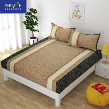 Snooze Glace Cotton Elastic Fitted King Size Bedsheet