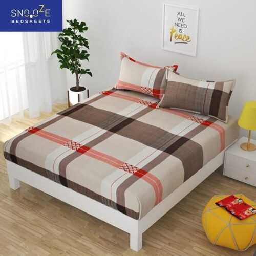 Snooze Glace Cotton Elastic Fitted Queen Size Double Bedsheet