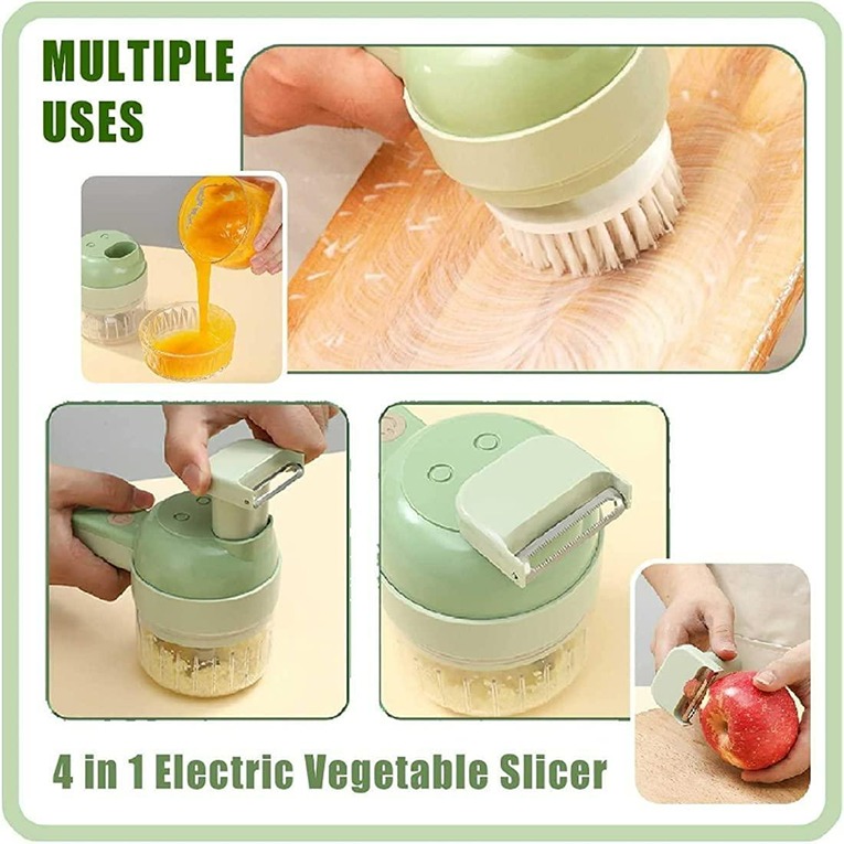Multicolor Plastic 4 In 1 Handheld Electric Vegetable Cutter Set, For  Kitchen