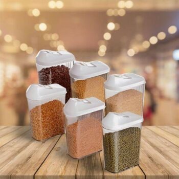 4 Pcs Cereal Dispenser | Storage Jar | Food Rice Pasta Storage Box - 750 ml Plastic Grocery Container