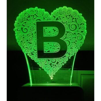 7 Color Changing 3D LED Alphabet B Night lamp with Plug for Living Room
