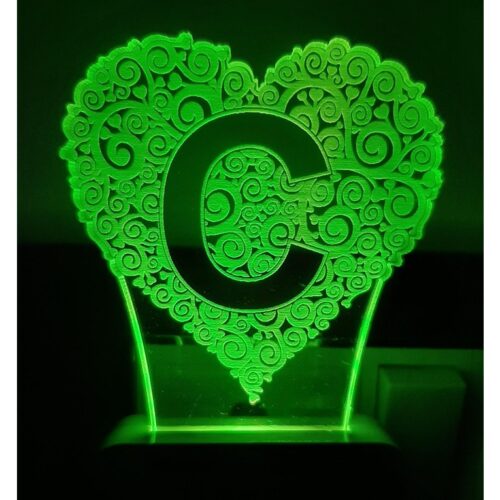 7 Color Changing 3D LED Alphabet D Night lamp with Plug for Living Room