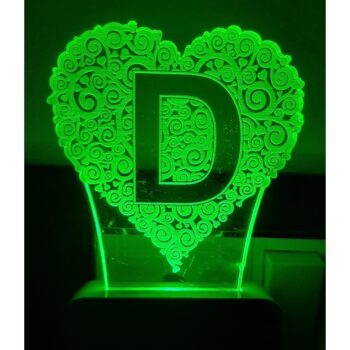 7 Color Changing 3D LED Alphabet D Night lamp with Plug for Living Room