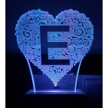 7 Color Changing 3D LED Alphabet E Night lamp with Plug for Living Room