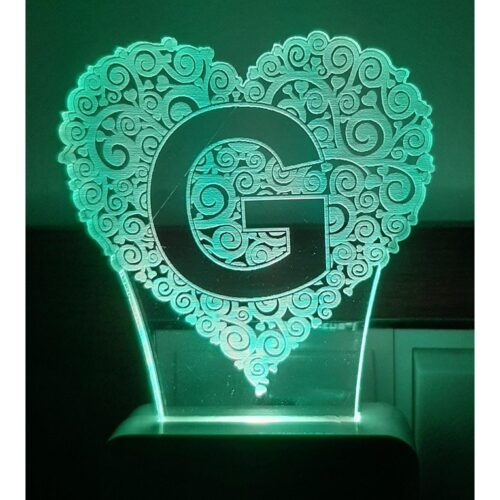 7 Color Changing 3D LED Alphabet G Night lamp with Plug for Living Room