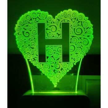 7 Color Changing 3D LED Alphabet H Night lamp with Plug for Living Room