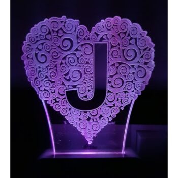 7 Color Changing 3D LED Alphabet J Night lamp with Plug for Living Room