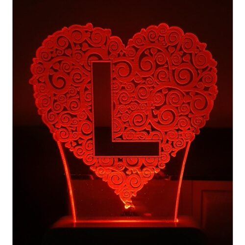 7 Color Changing 3D LED Alphabet L Night lamp with Plug for Living Room