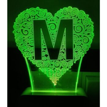 7 Color Changing 3D LED Alphabet M Night lamp with Plug for Living Room
