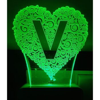 7 Color Changing 3D LED Alphabet V Night lamp with Plug for Living Room