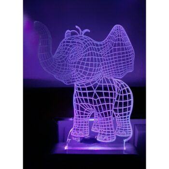 7 Color Changing 3D LED Elephant Night lamp with Plug for Living Room
