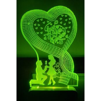 7 Color Changing 3D LED Love Forever Night lamp with Plug for Living Room