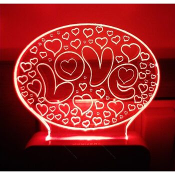 7 Color Changing 3D LED Love Night lamp with Plug for Living Room