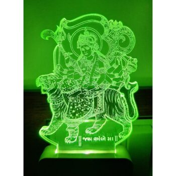 7 Color Changing 3D LED Sherawali Mata Night lamp with Plug for Living Room