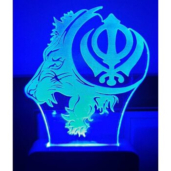 7 Color Changing 3D LED Singh is King Night lamp with Plug for Living Room