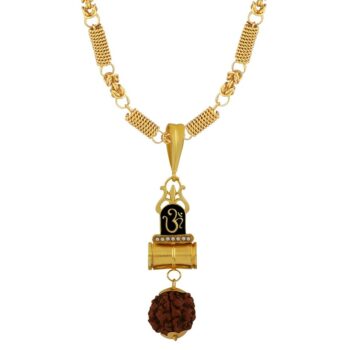 Adorable Gold Plated Rudraksha Pendant With Chain