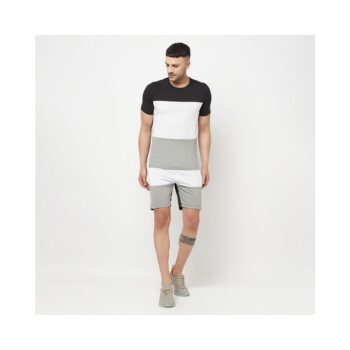 Cotton Blend Men T-Shirt With Shorts Half Sleeves - Multicolor