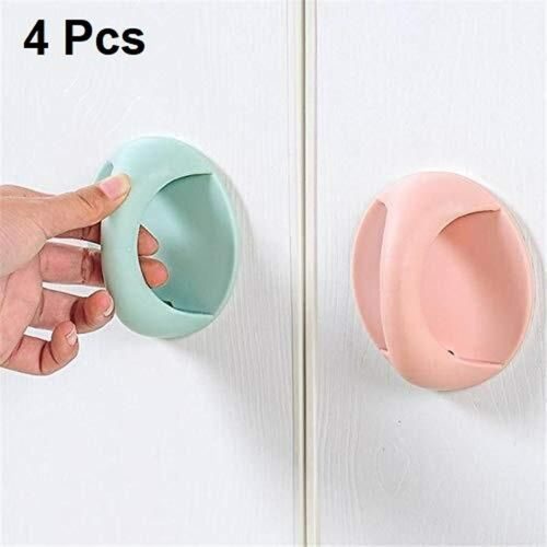 Door Handle - Self Adhesive Peel and Stick Plastic Handles Pull knob for Sliding Door, Drawer, Window, Commode and Cupboard Cabinet (Pack of 4)