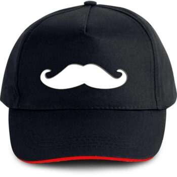 Elegant Solid Unisex Moustache Cap - Black