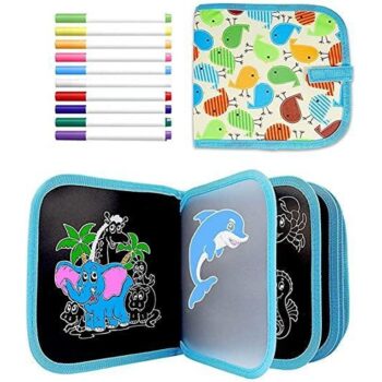 FunBlast Erasable Doodle Slate Painting Kit for Kids Drawing Book with Wet Wipes Colors for Kids14 Pages 3