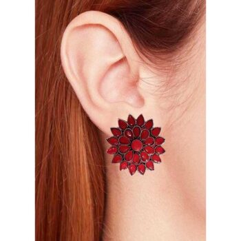 Inaraa Red Contemporary Studs Earrings