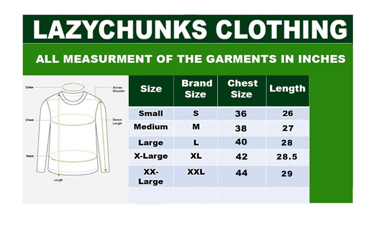 Lazychunks Men T Shirt Size Chart