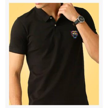Lazychunks Polycotton Polo T-Shirt for Men - Black