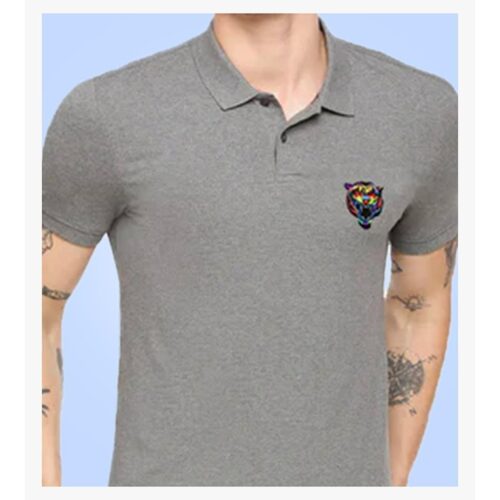 Lazychunks Polycotton Polo T-Shirt for Men - Grey