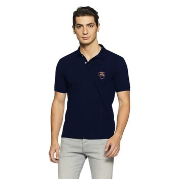 Lazychunks Polycotton Polo T-Shirt for Men - Navy Blue