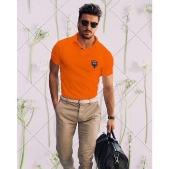 Lazychunks Polycotton Polo T-Shirt for Men - Orange