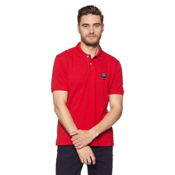 Lazychunks Polycotton Polo T-Shirt for Men - Red