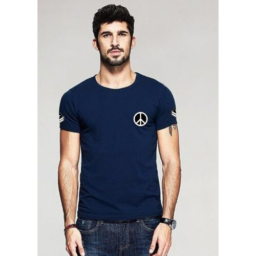 Lazychunks Printed Half Sleeve Men T-Shirt - Navy Blue