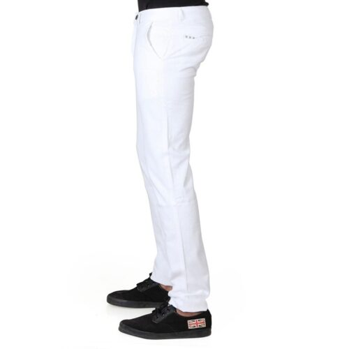 Linen Blend Slim Fit Men Formal Trouser - White